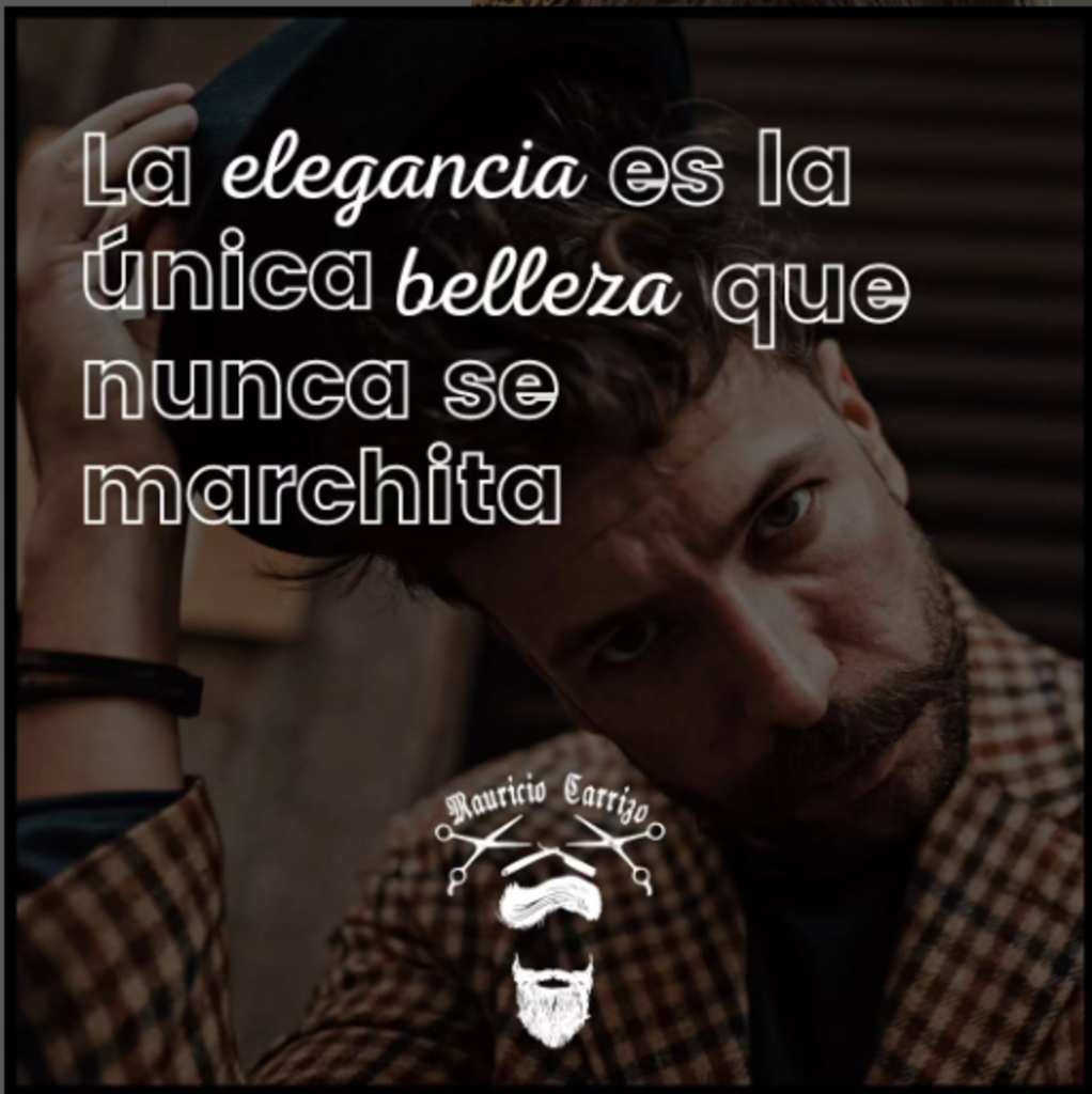 cono fondo de joven elegante se lee: La elegancia es la ùnica belleza que nunca se marchita.